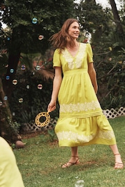 Boden Yellow Eve Linen Midi Dress - Image 1 of 6