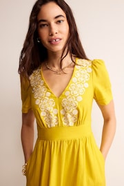 Boden Yellow Eve Linen Midi Dress - Image 3 of 6