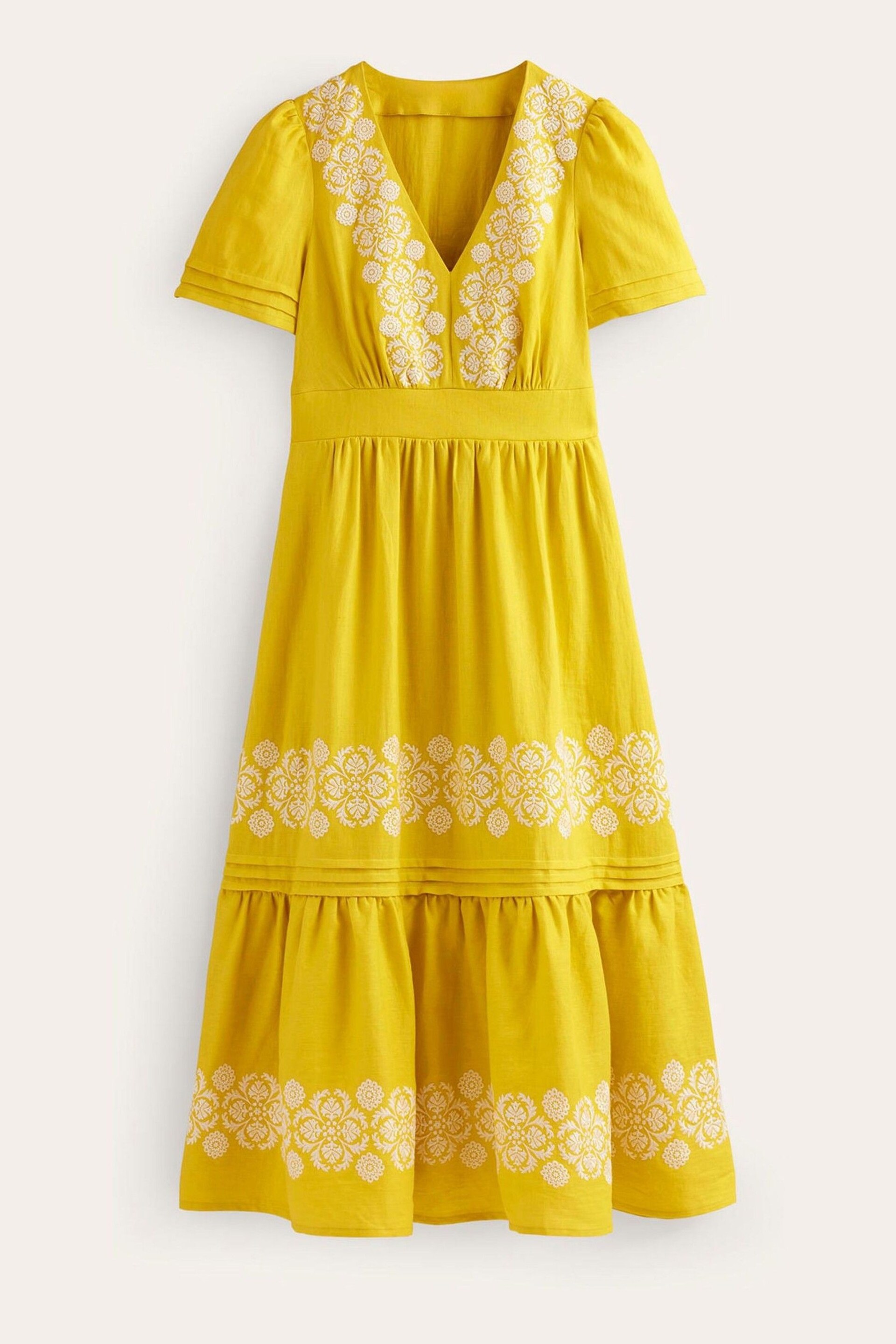 Boden Yellow Eve Linen Midi Dress - Image 6 of 6