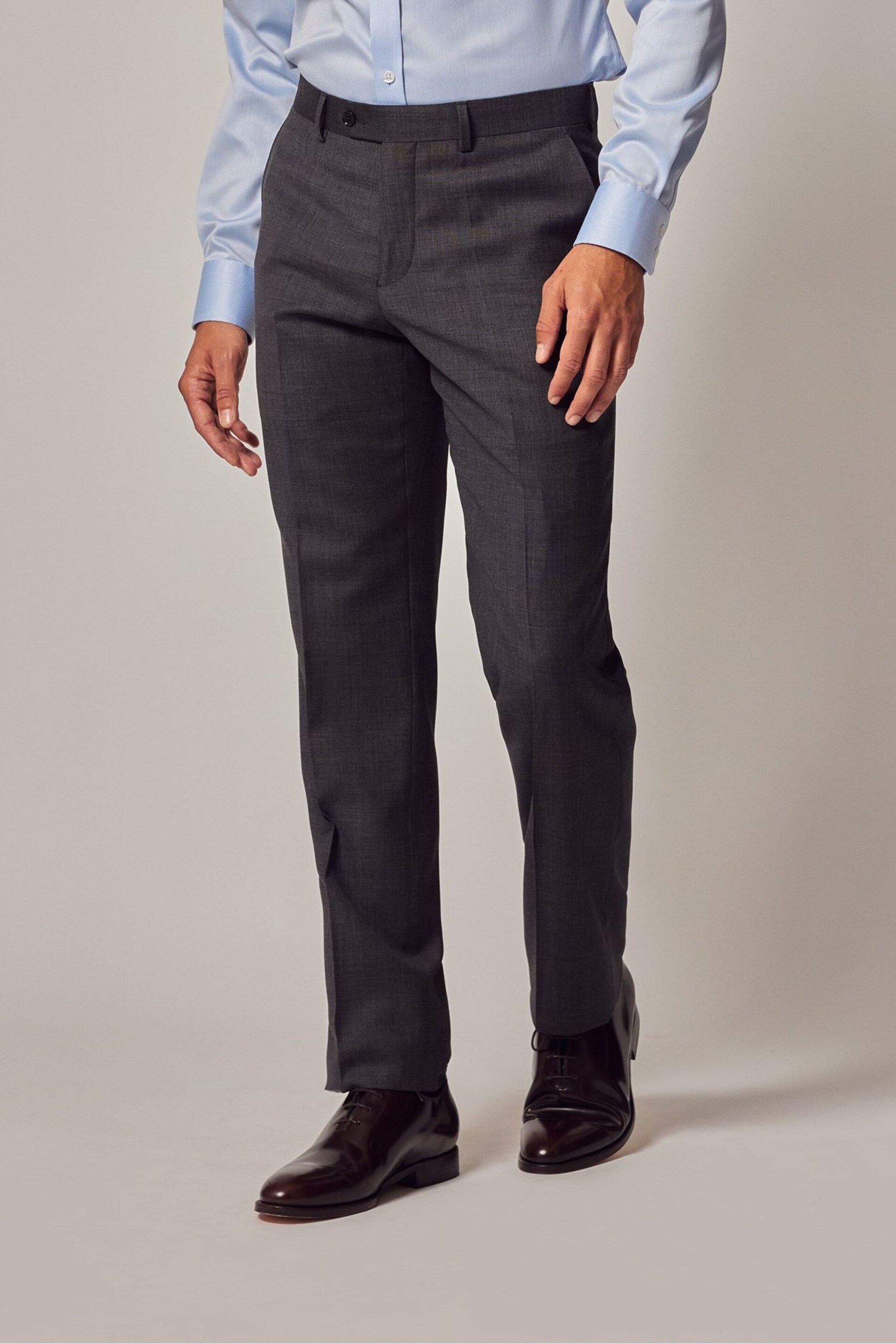 Hawes & Curtis Slim Grey Twill Suit Trousers - Image 1 of 3