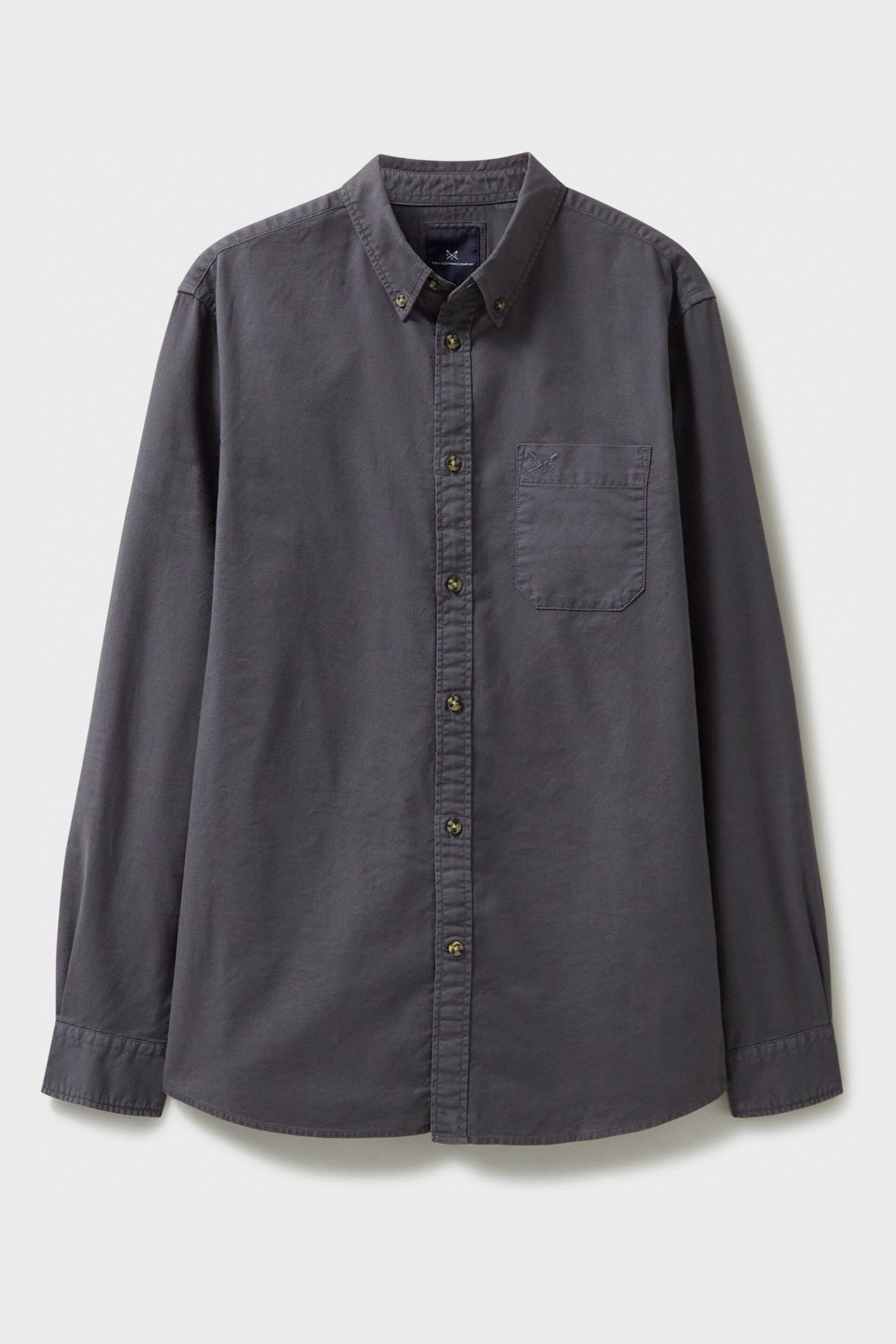 Crew Clothing Company Grey Plain Cotton Classic Shirt - Image 5 of 5