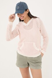 FatFace Natural Stripe Knitted Hoodie - Image 1 of 6