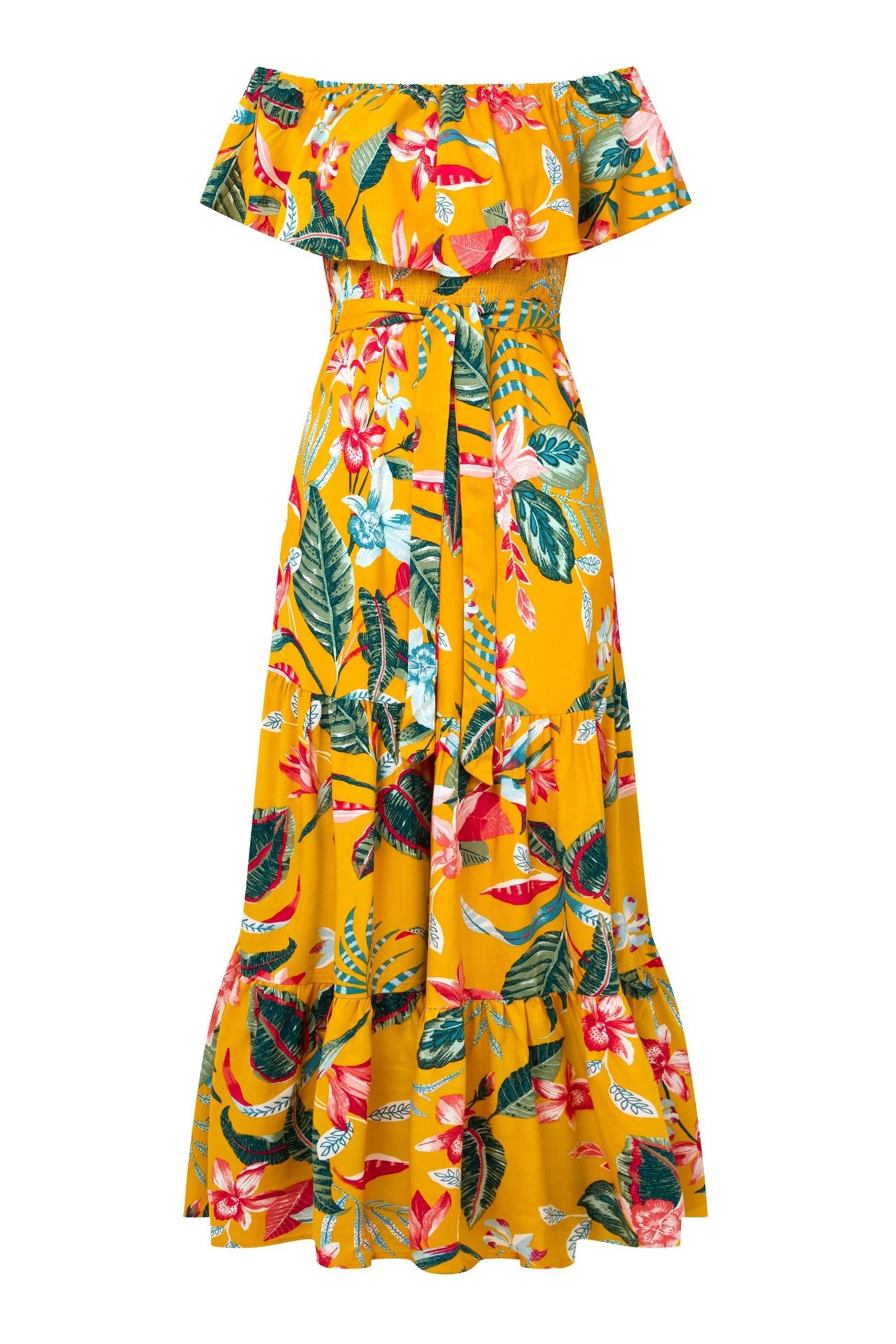 Yellow tropical print dress store