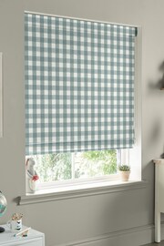 Sophie Allport Teal Blue Gingham Made to Measure 100% Cotton Roman Blinds - Image 2 of 6