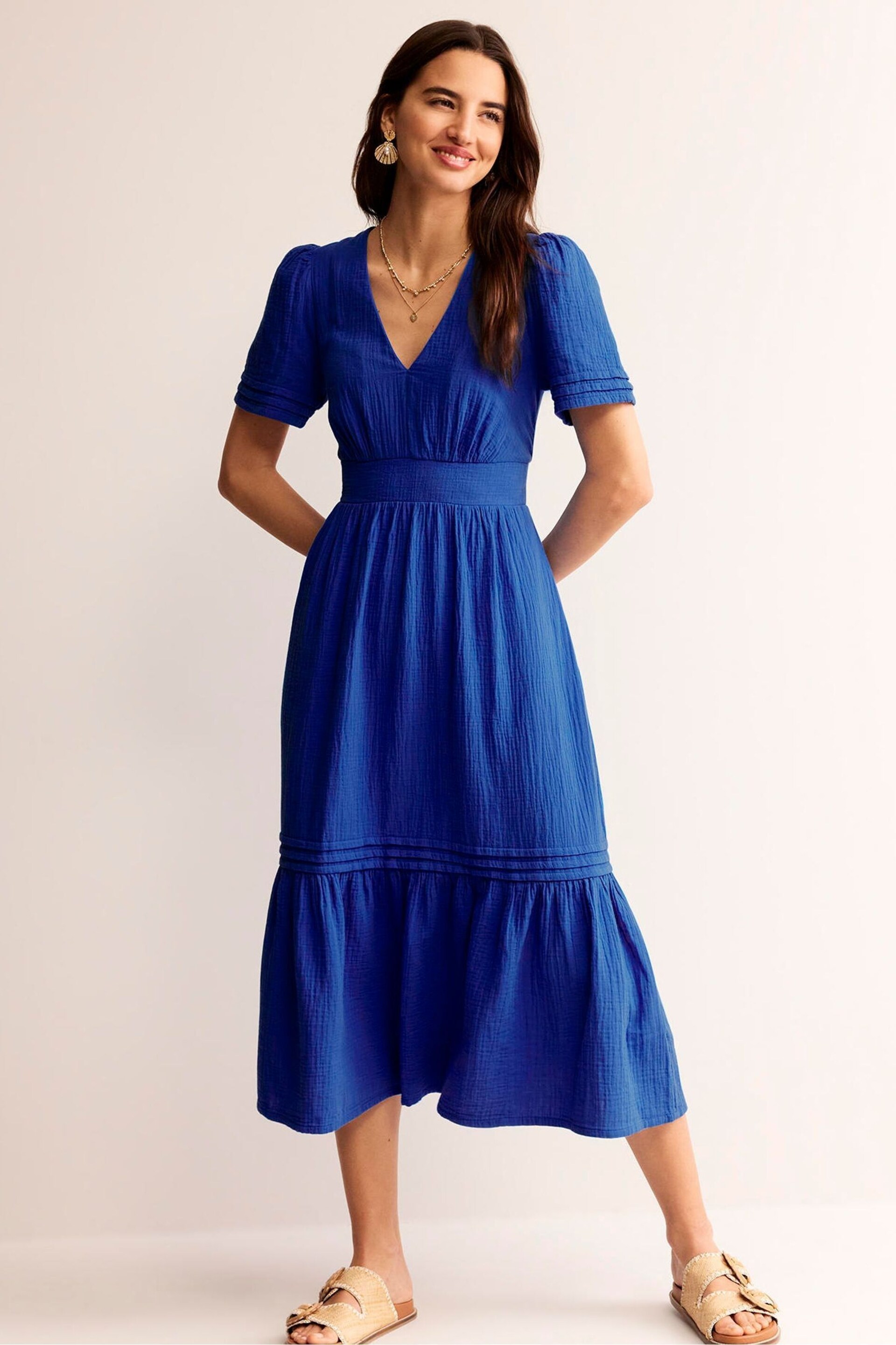 Boden Blue Petite Eve Double Cloth Midi Dress - Image 1 of 6