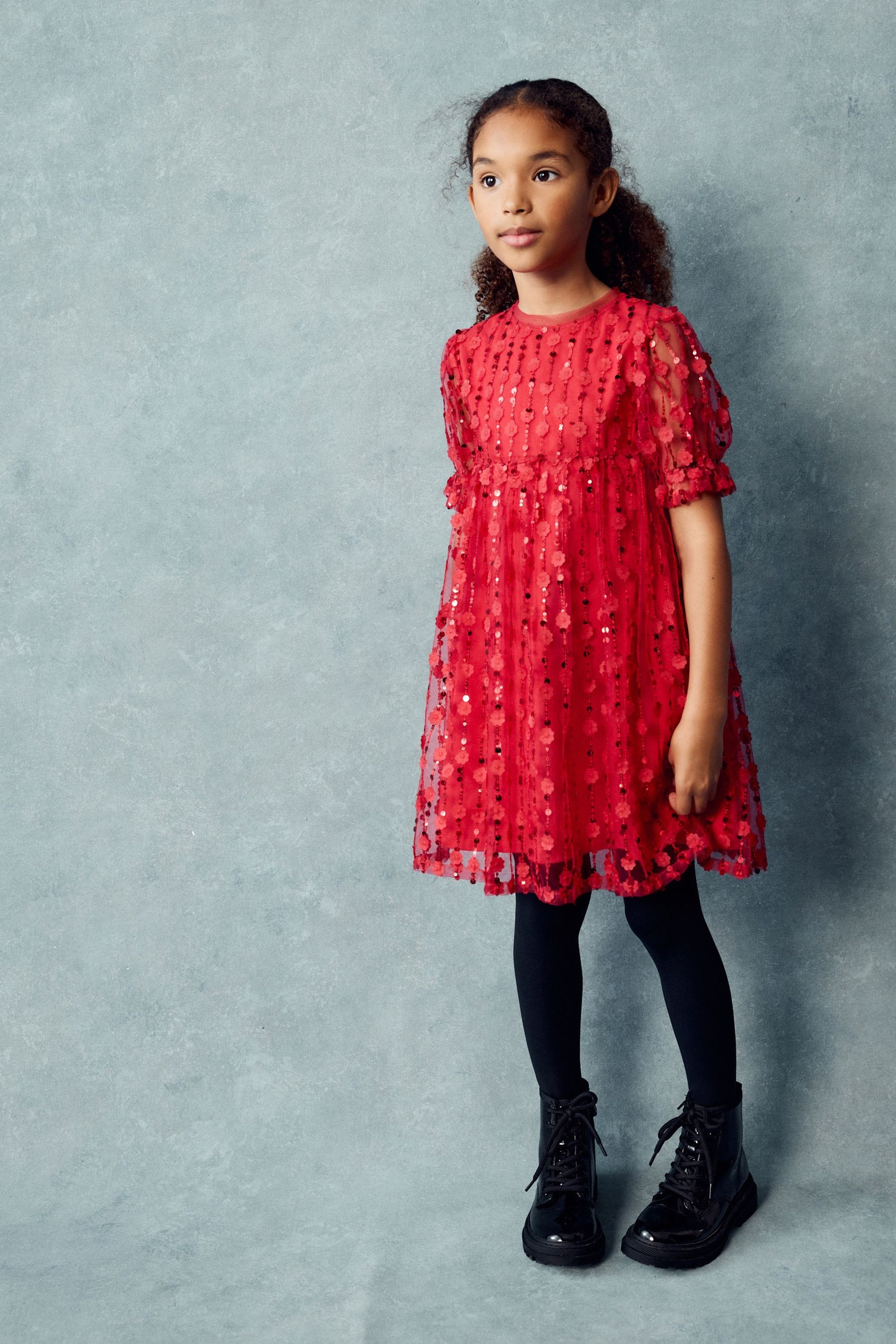 Red sequin dress kids online