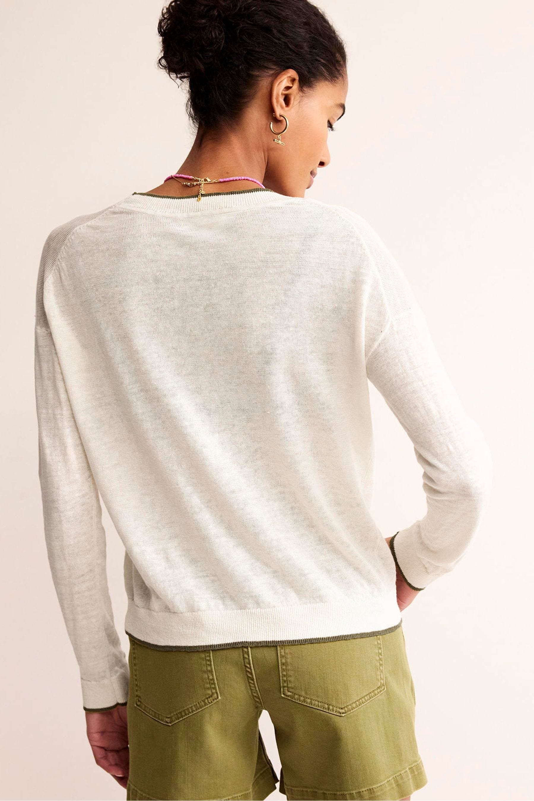Buy Boden Cream Maggie V Neck 100 Linen Cardigan from Next Luxembourg