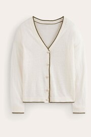 Boden Cream Maggie V-Neck Linen Cardigan - Image 5 of 6