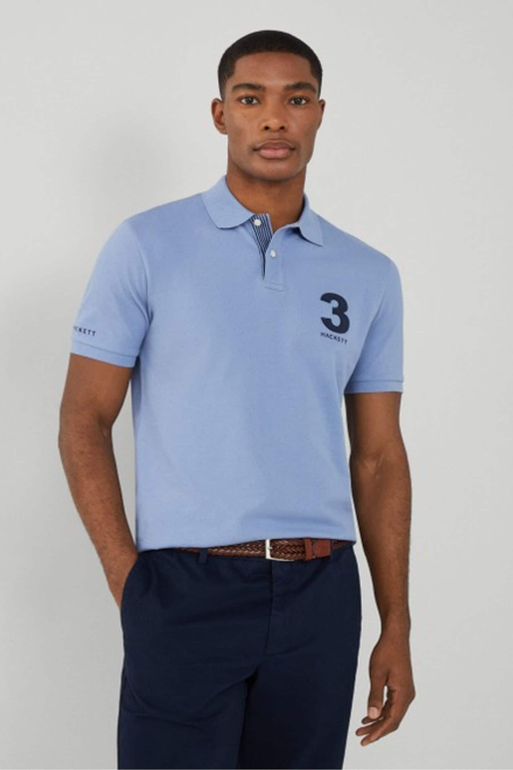 Buy Hackett London Men Blue Short Sleeve Polo Shirt from Next Qatar