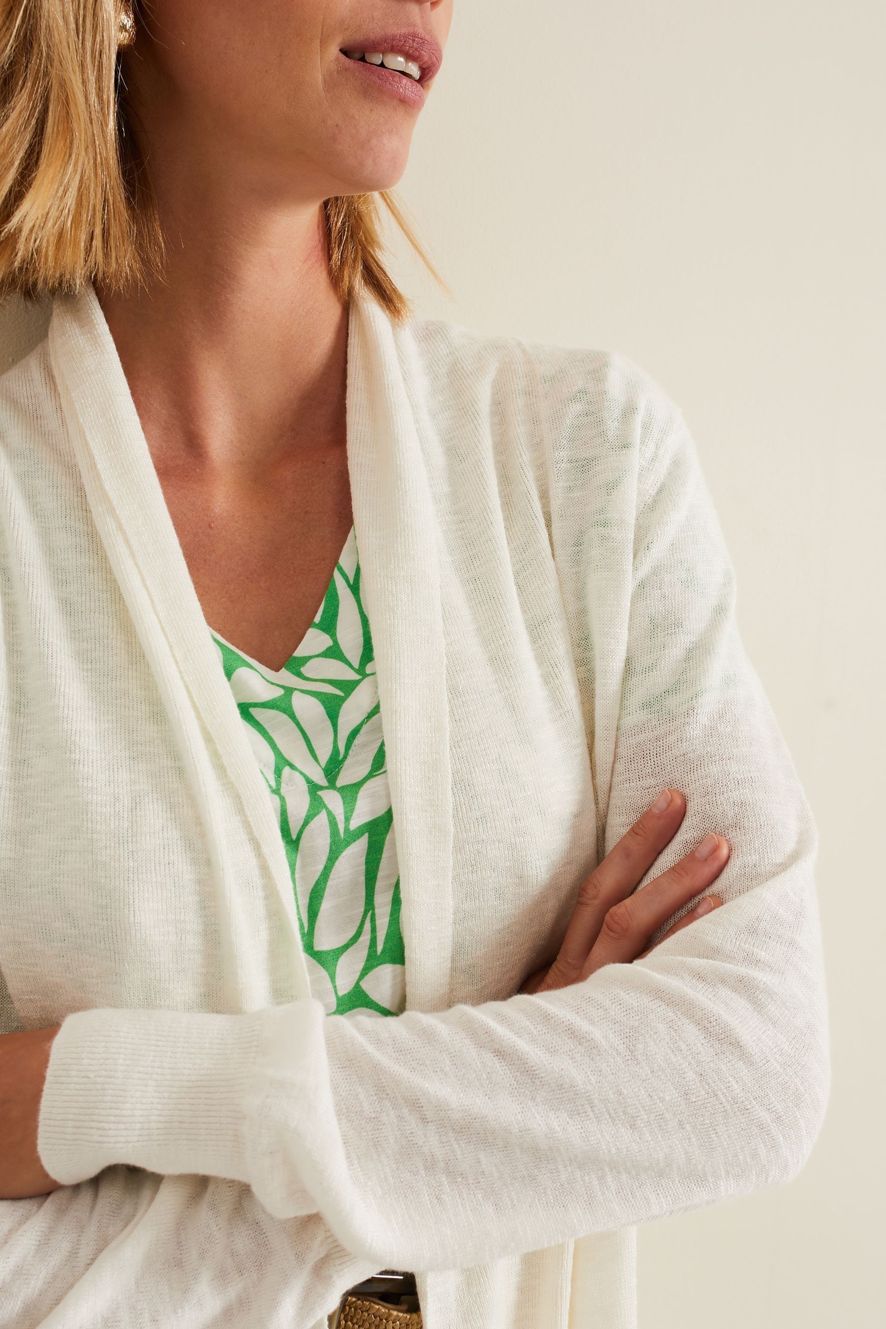 Buy Phase Eight Cream Louise Linen Longline Cardigan from the Next UK online shop