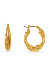 Orelia London Small 18k Gold Plating Interlocking Textured Hoops Earrings - Image 1 of 2