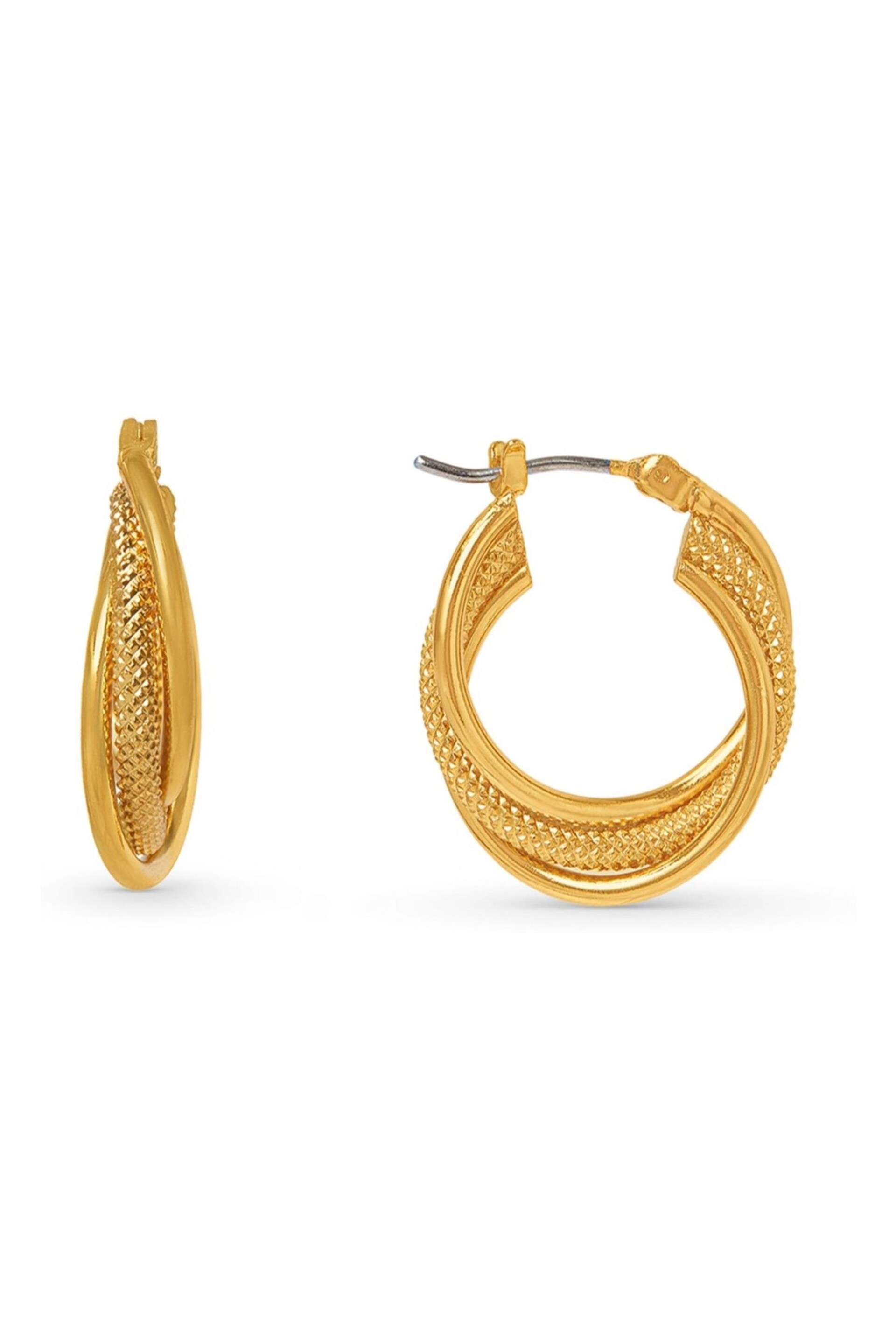 Orelia London Small 18k Gold Plating Interlocking Textured Hoops Earrings - Image 1 of 2