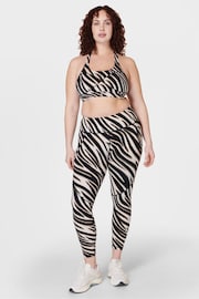 Sweaty Betty Black Waved Zebra Print Power Workout Leggings - Image 4 of 9