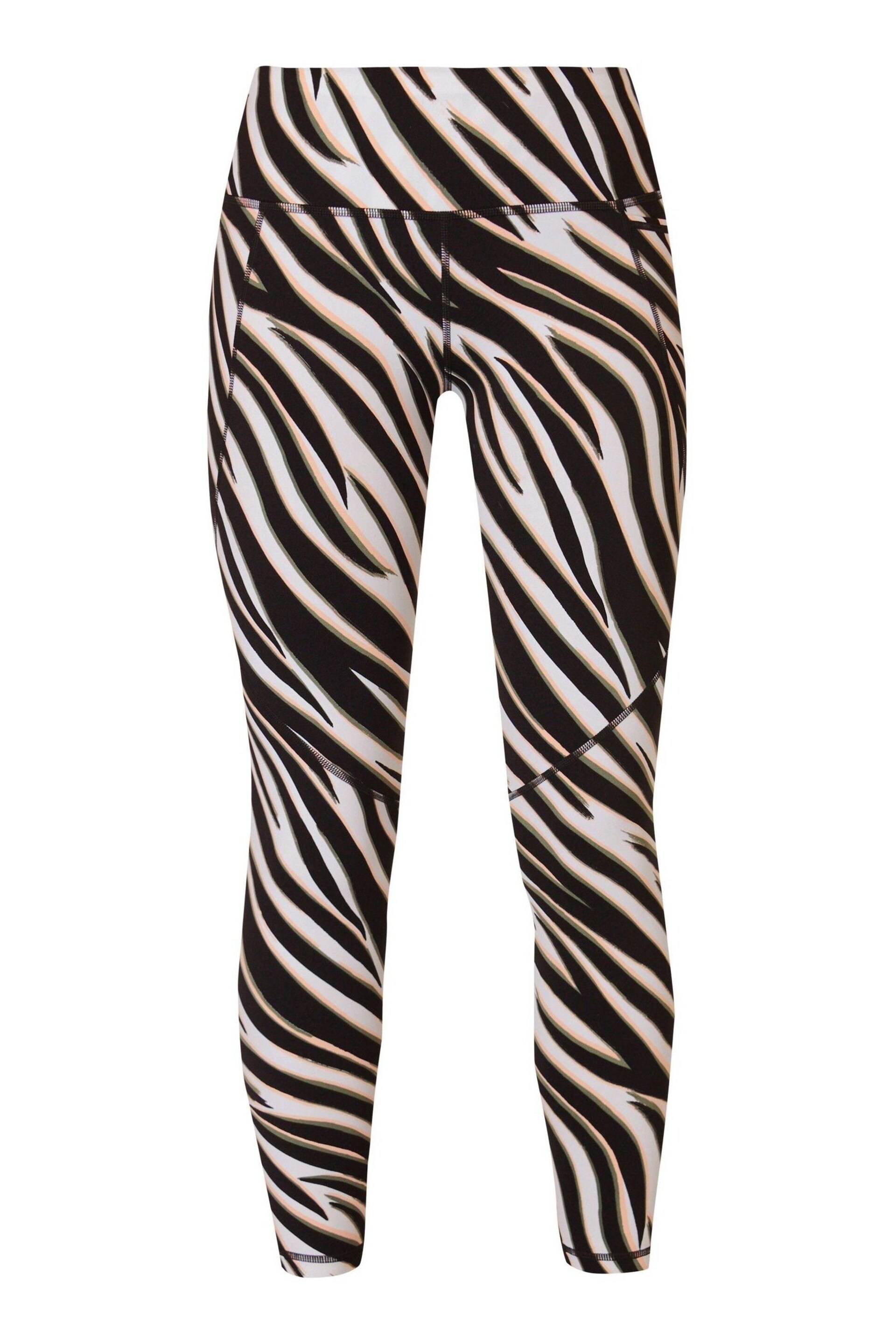 Sweaty Betty Black Waved Zebra Print Power Workout Leggings - Image 9 of 9