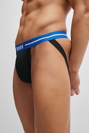 BOSS Black Three-Pack Of Stretch-Cotton Jock Straps With Logo Waistbands - Image 3 of 7