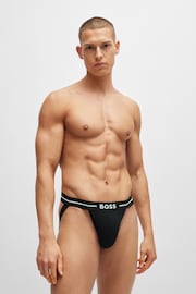 BOSS Black Three-Pack Of Stretch-Cotton Jock Straps With Logo Waistbands - Image 4 of 7