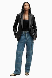 AllSaints Black Deri Leather Blazer - Image 1 of 6