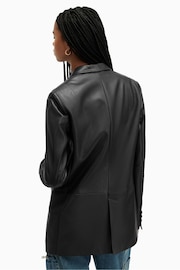 AllSaints Black Deri Leather Blazer - Image 2 of 6