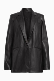 AllSaints Black Deri Leather Blazer - Image 6 of 6