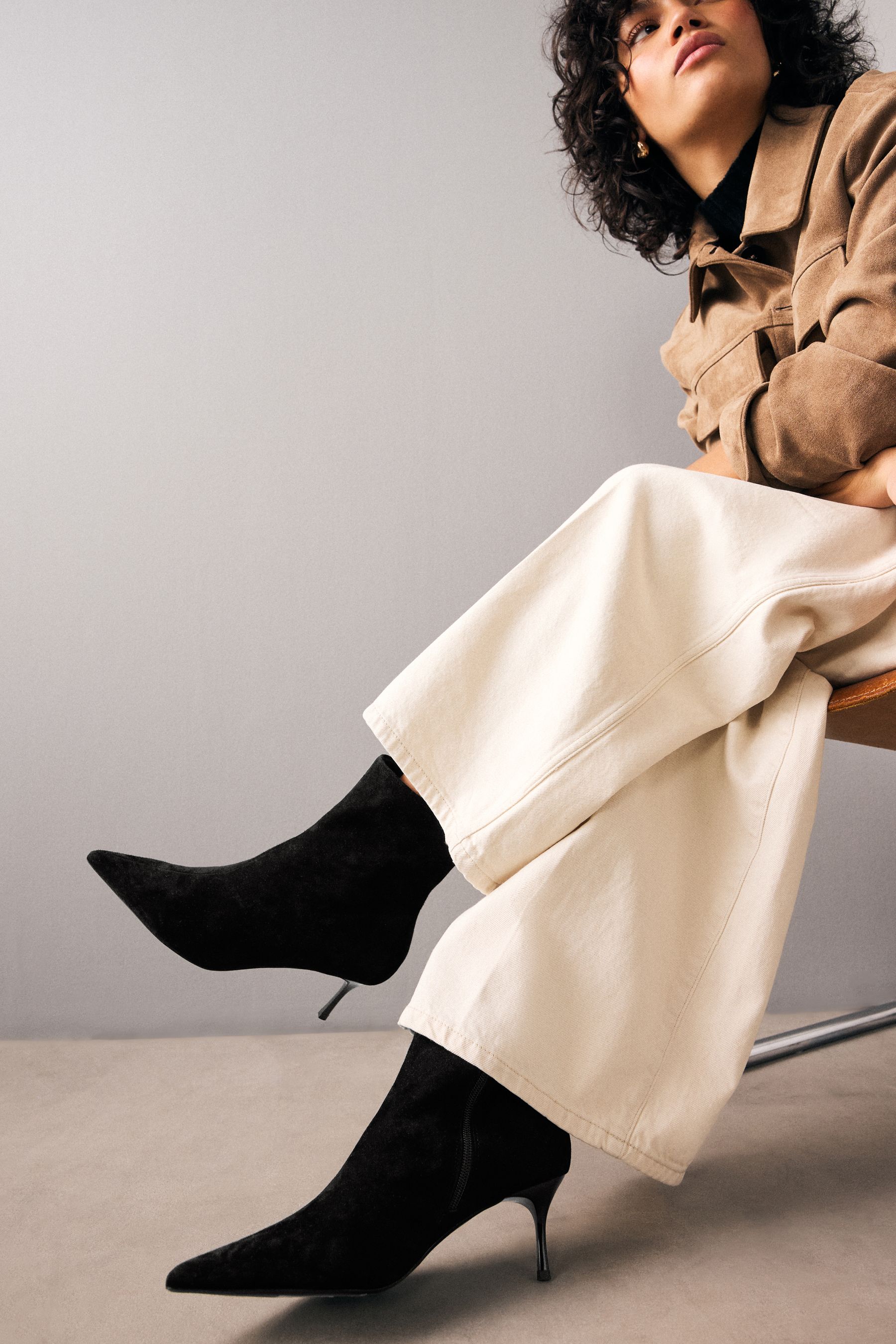 Black suede pointed toe booties new arrivals