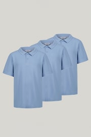 Trutex Unisex Blue 3 Pack Short Sleeve School Polo Shirts - Image 1 of 4