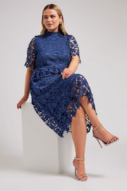 YOURS LONDON Curve Blue Crochet Lace Midi Dress - Image 1 of 4