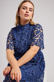 YOURS LONDON Curve Blue Crochet Lace Midi Dress - Image 4 of 4