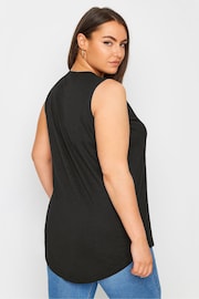 Yours Curve Black Sleeveless Pintuck Henley Top - Image 3 of 4