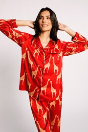 Chelsea Peers Red Satin Button Up Long Pyjamas Set - Image 1 of 5