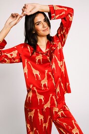 Chelsea Peers Red Satin Button Up Long Pyjamas Set - Image 2 of 5