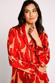 Chelsea Peers Red Satin Button Up Long Pyjamas Set - Image 3 of 5