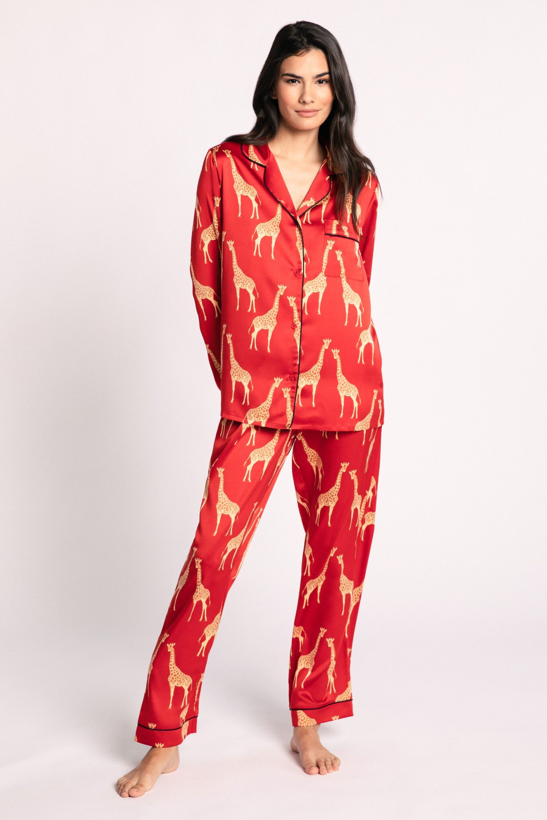 Chelsea Peers Red Satin Button Up Long Pyjamas Set - Image 5 of 5