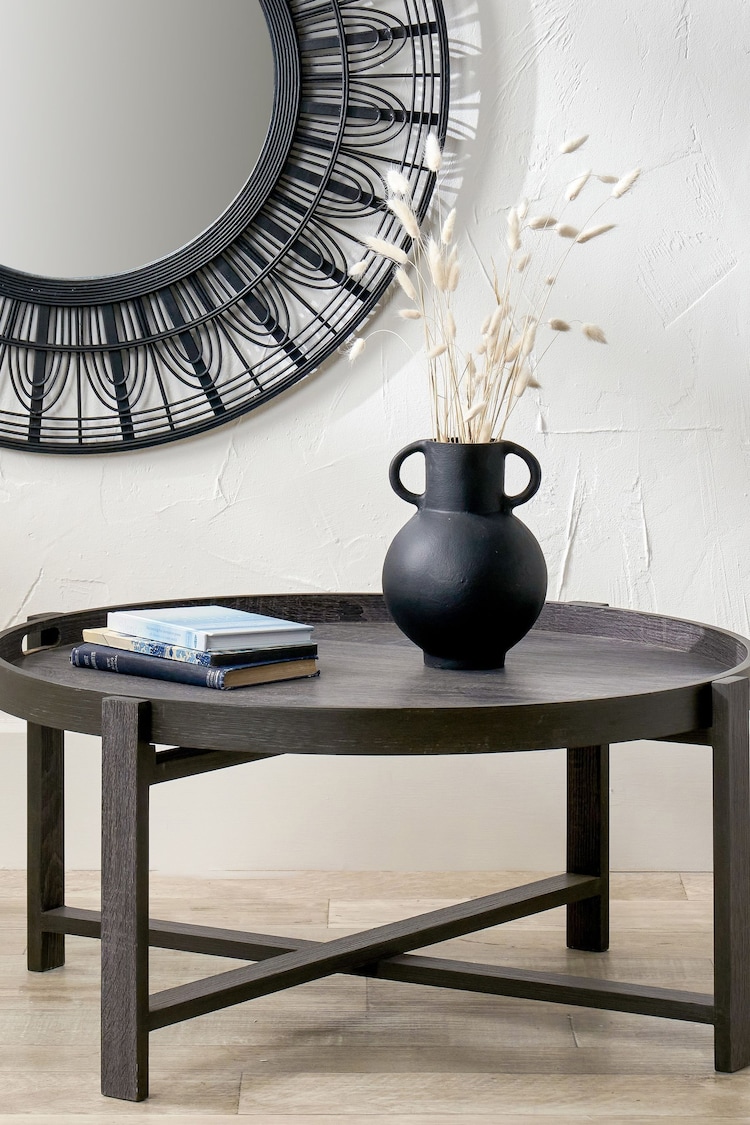 Buy Pacific Dark Grey Marmara Oak Veneer Round Coffee Table from the ...