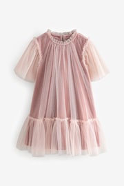 Pink Velour Shimmer Mesh Layered Dress (3-16yrs) - Image 5 of 8