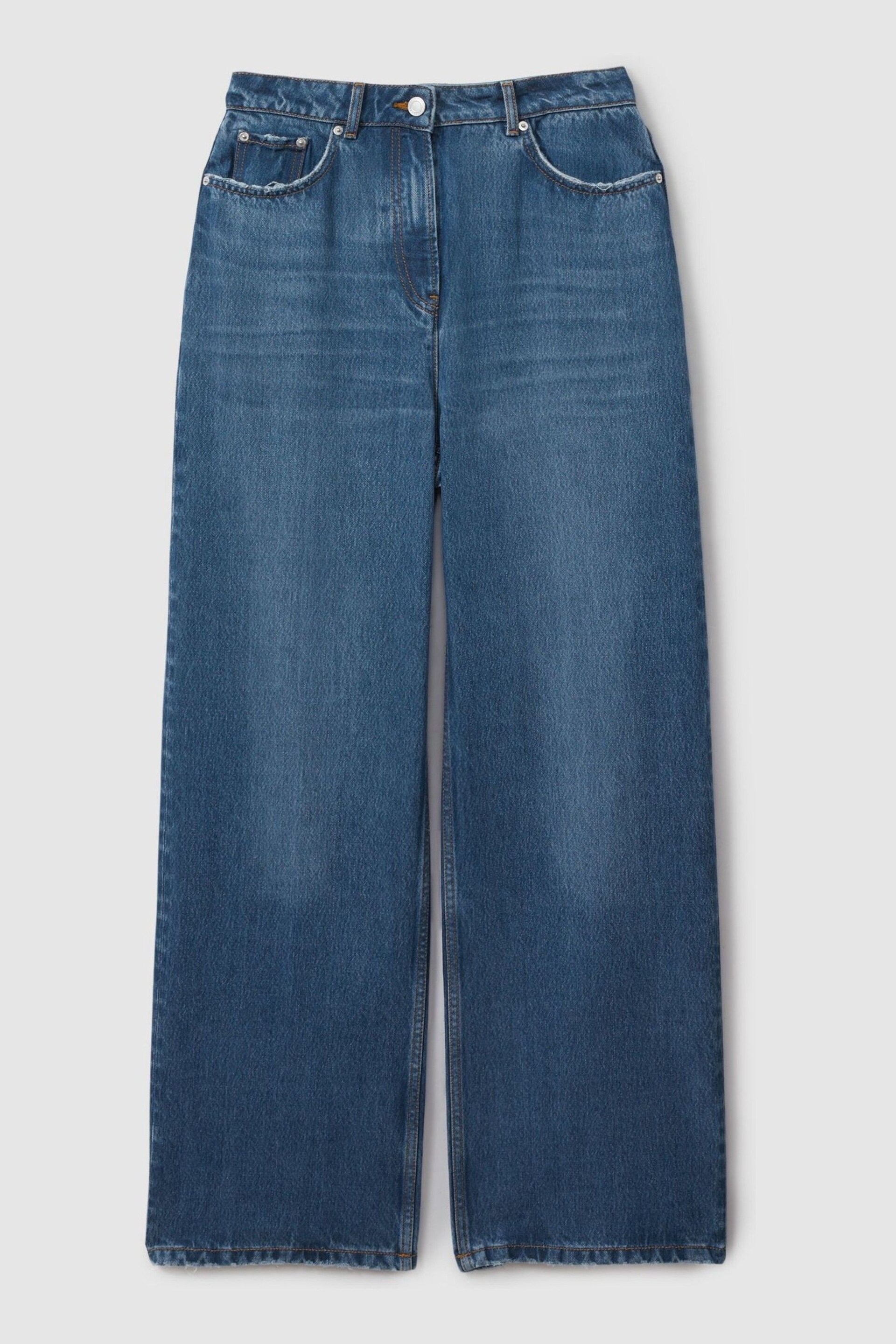 Reiss Mid Blue Lyle Lightweight Viscose Blend Relaxed Jeans - Image 2 of 6