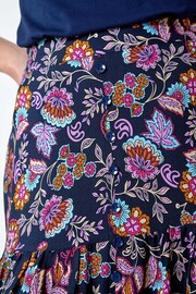 Roman Purple Paisley Floral Button Tiered Midi Skirt - Image 5 of 5