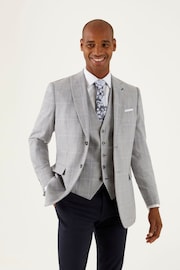 Skopes Light Grey Tailored Fit Grayson Linen Blend Check Jacket - Image 1 of 7