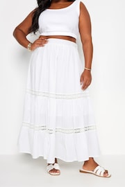 Yours Curve White Peasant Tiered Maxi Skirt - Image 1 of 5