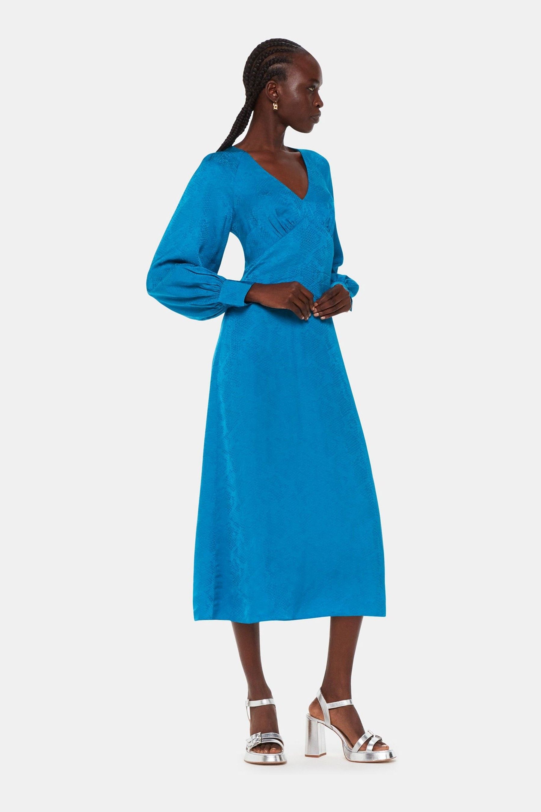 Buy Whistles Blue Serpent Jacquard Midi Dress from Next Luxembourg