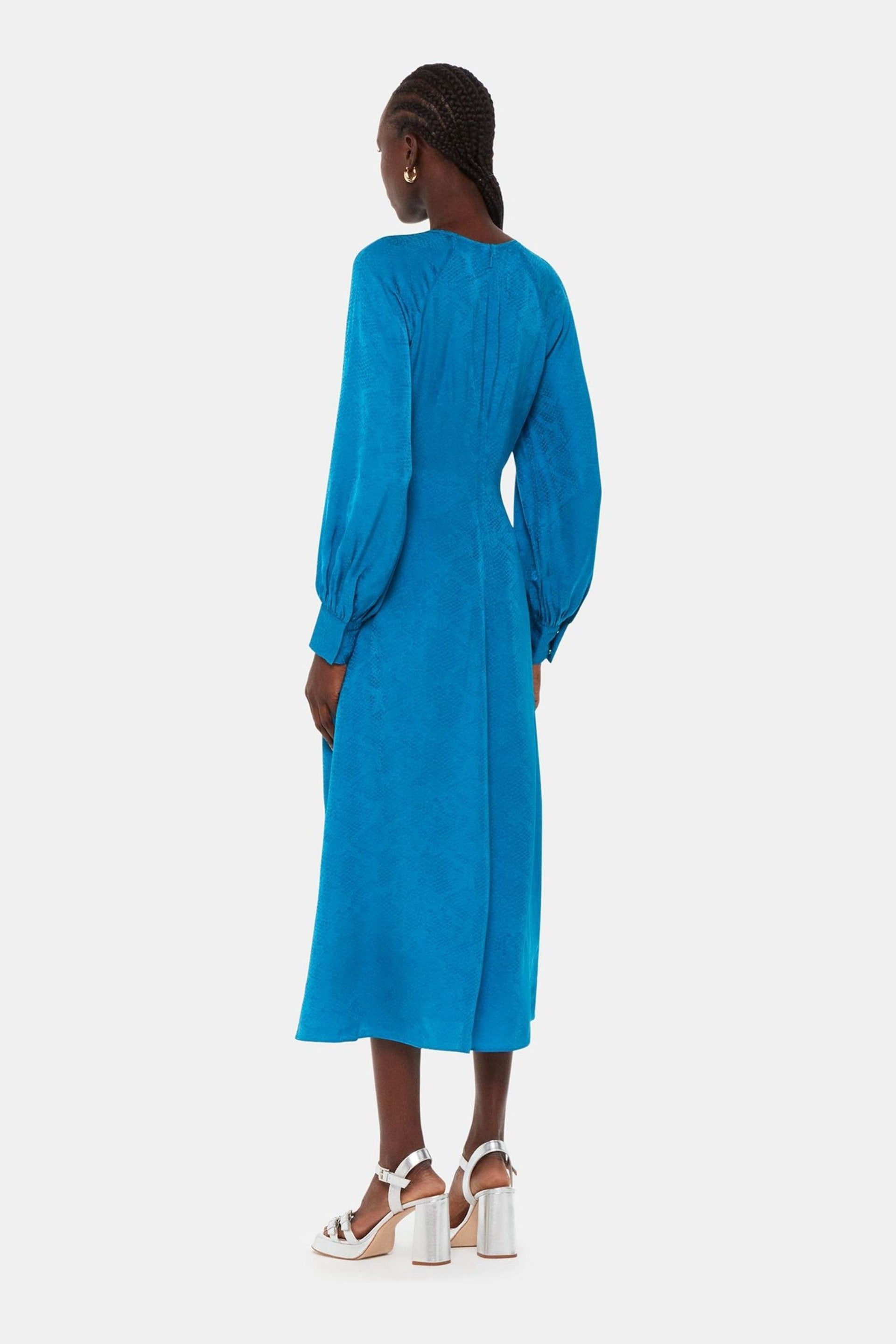 Whistles Blue Serpent Jacquard Midi Dress - Image 2 of 5