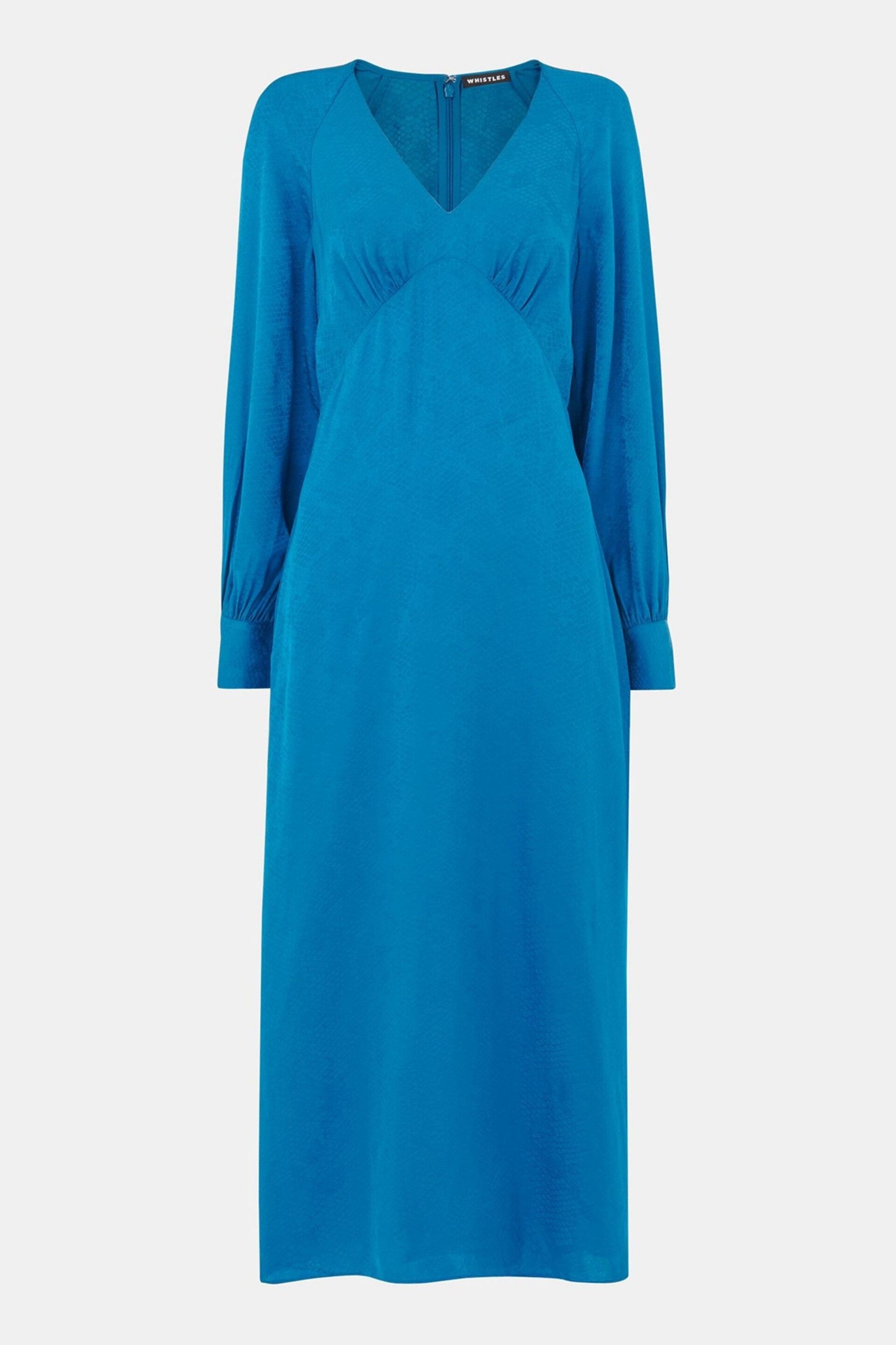 Whistles Blue Serpent Jacquard Midi Dress - Image 5 of 5