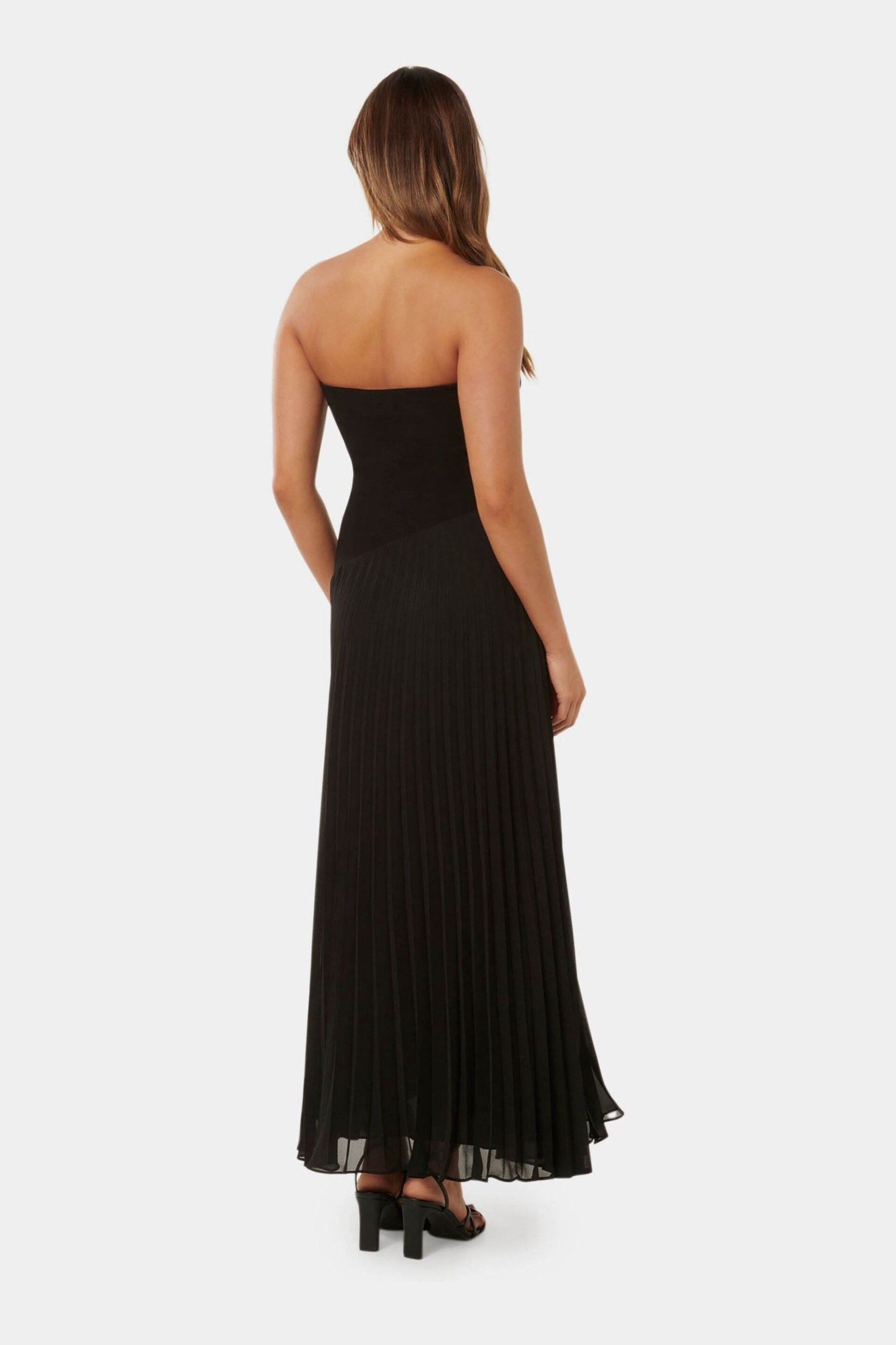 Forever New Black Capri Strapless Pleated Midi Dress - Image 4 of 4