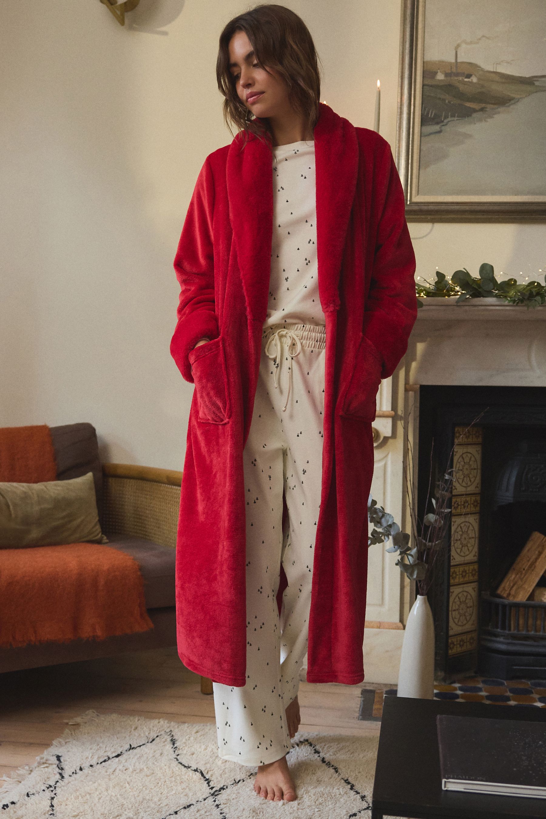 Red dressing gown womens top