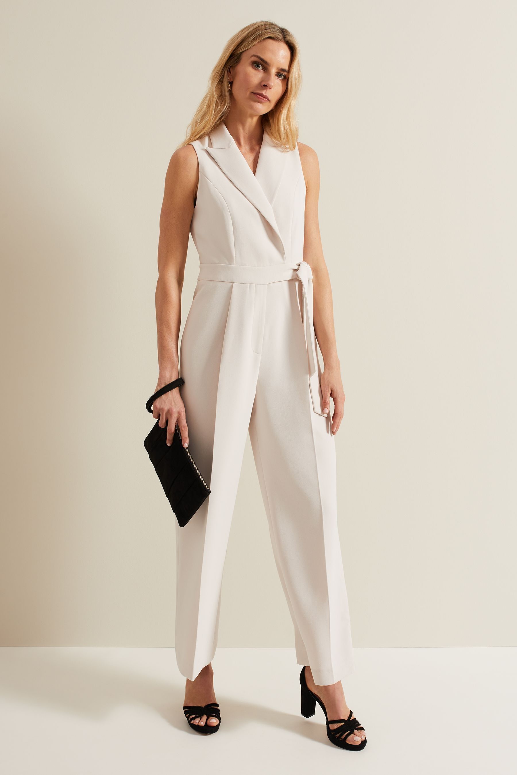 Buy Phase Eight Cream Clarissa Tux Wide Leg Jumpsuit from Next United Arab Emirates