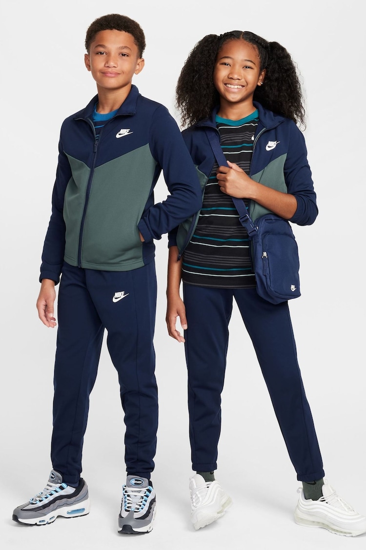 Nike Navy/Green Full Zip Tracksuit - Image 1 of 11