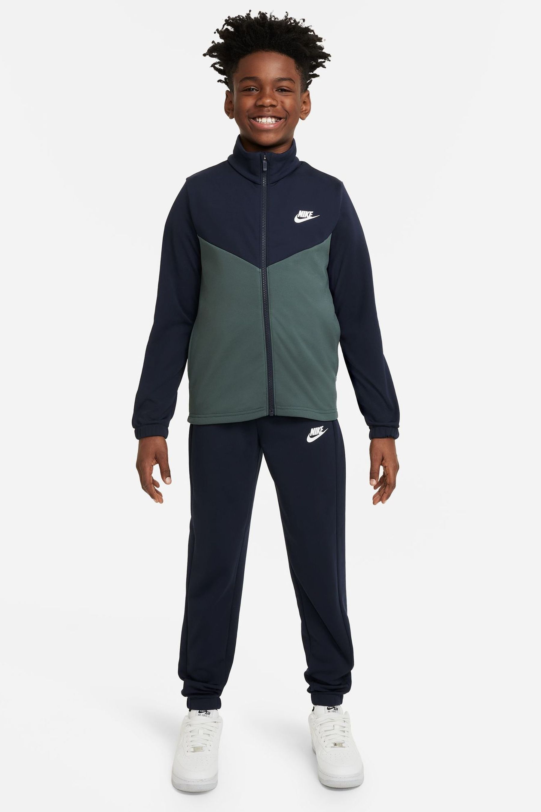 Buy Nike Navy Green Full Zip Tracksuit from the Next UK online shop