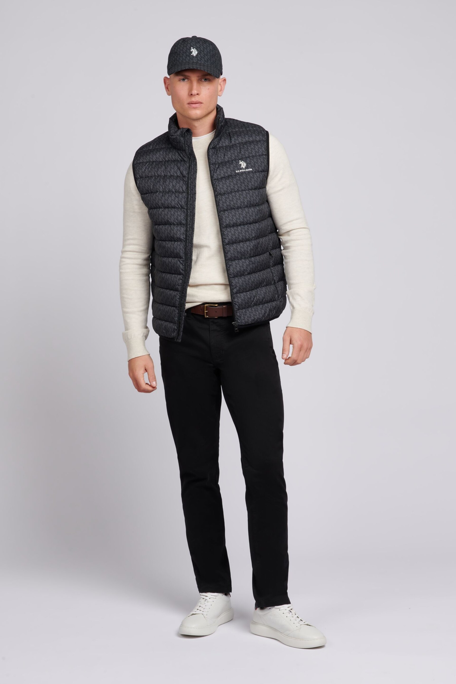 U.S. Polo Assn. Mens Monogram Quilted Black Gilet - Image 3 of 7