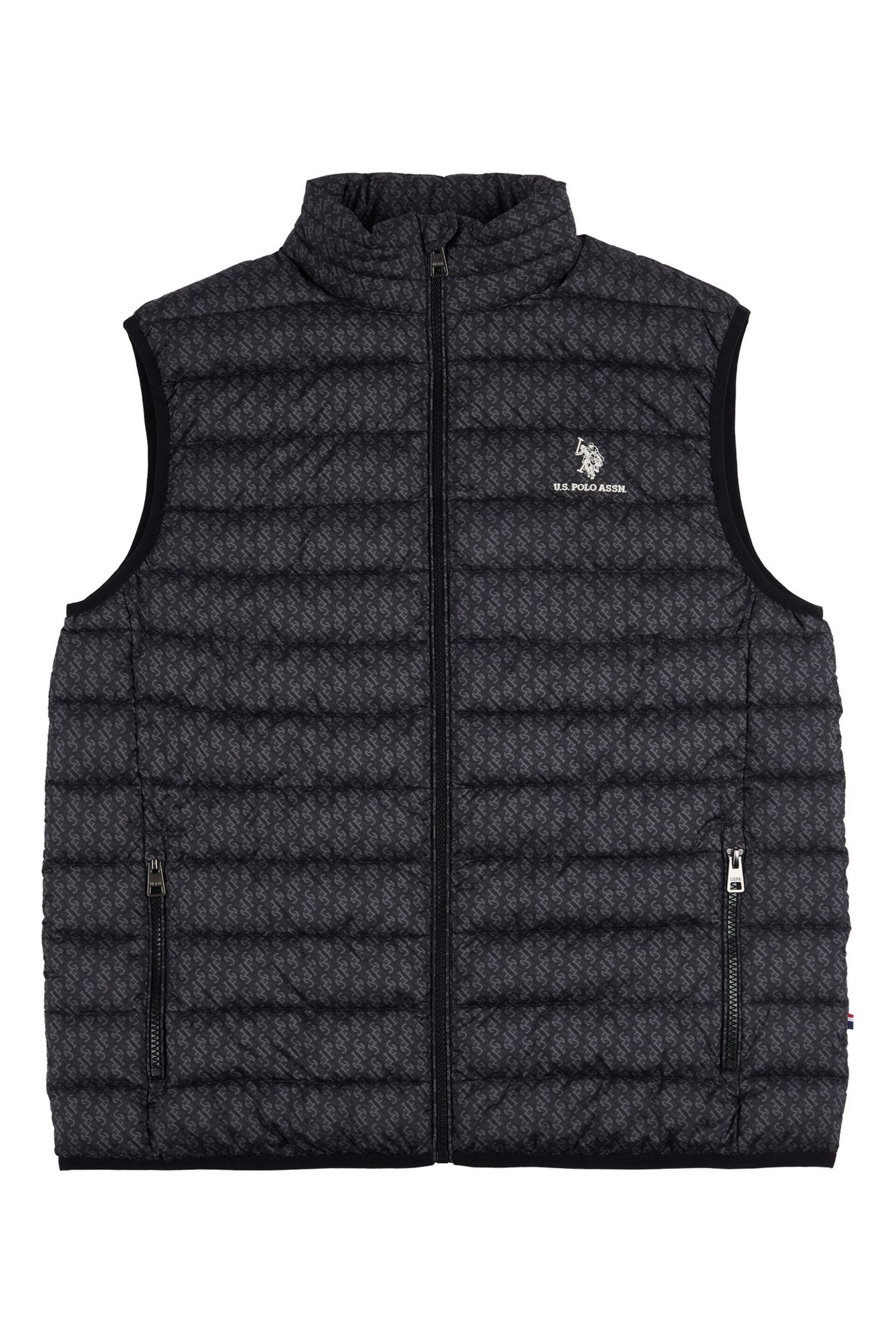 U.S. Polo Assn. Mens Monogram Quilted Black Gilet - Image 5 of 7