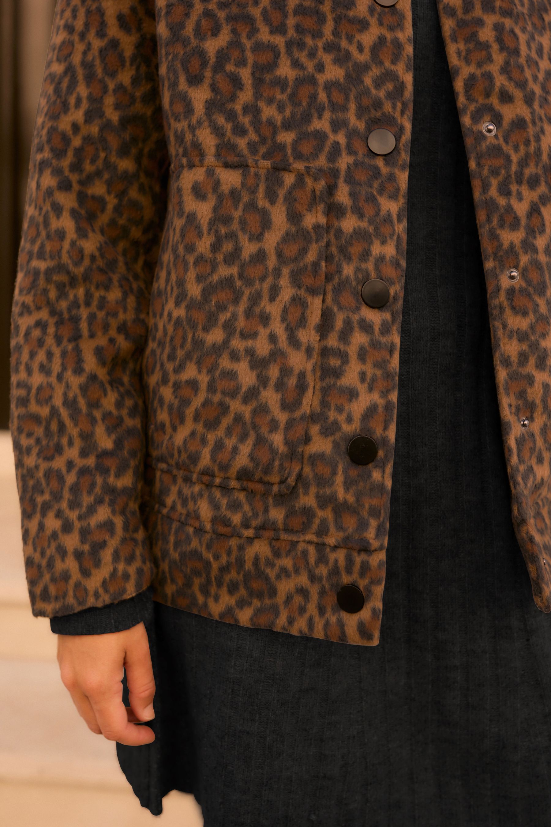 Buy Leopard Print Brushed Longline Bomber Jacket from Next Oman