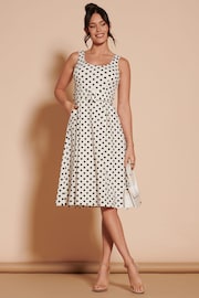 Jolie Moi Cream 1950's Inspired Belted Swing Dress - Image 4 of 6